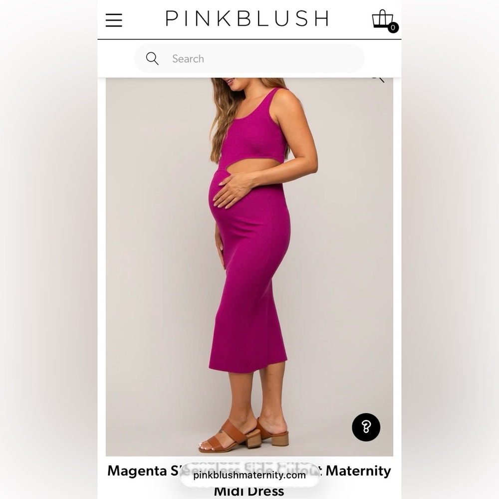 Pinkblush Blue Sleeveless Side Cutout Maternity Midi Dress (Small) - Picture 3 of 7